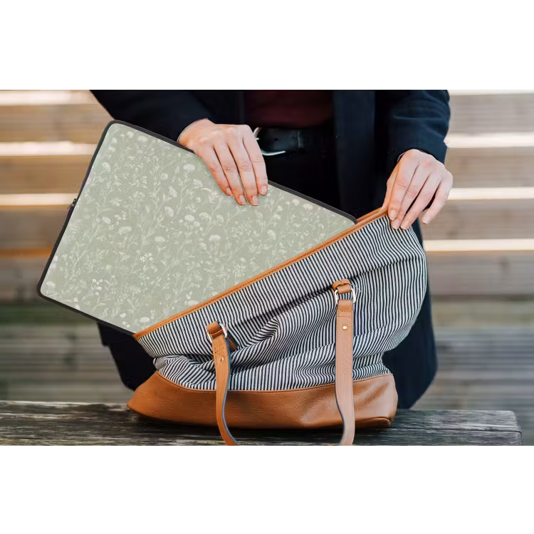 Bloemen - Patroon - Groen laptophoes neopreen klein 279 -tas