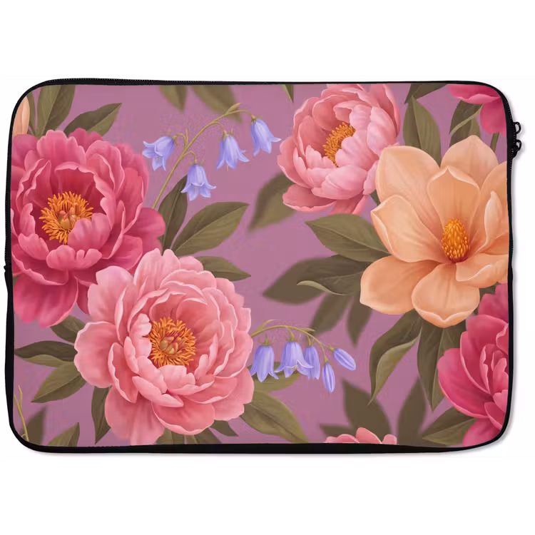 Bloemen - Patroon - Illustratie - Roze laptophoes neopreen klein -zkaufland3dotto