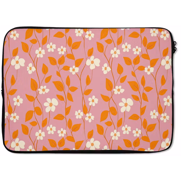 Bloemen - Patroon - Oranje laptophoes neopreen klein 279 -zkaufland3dotto