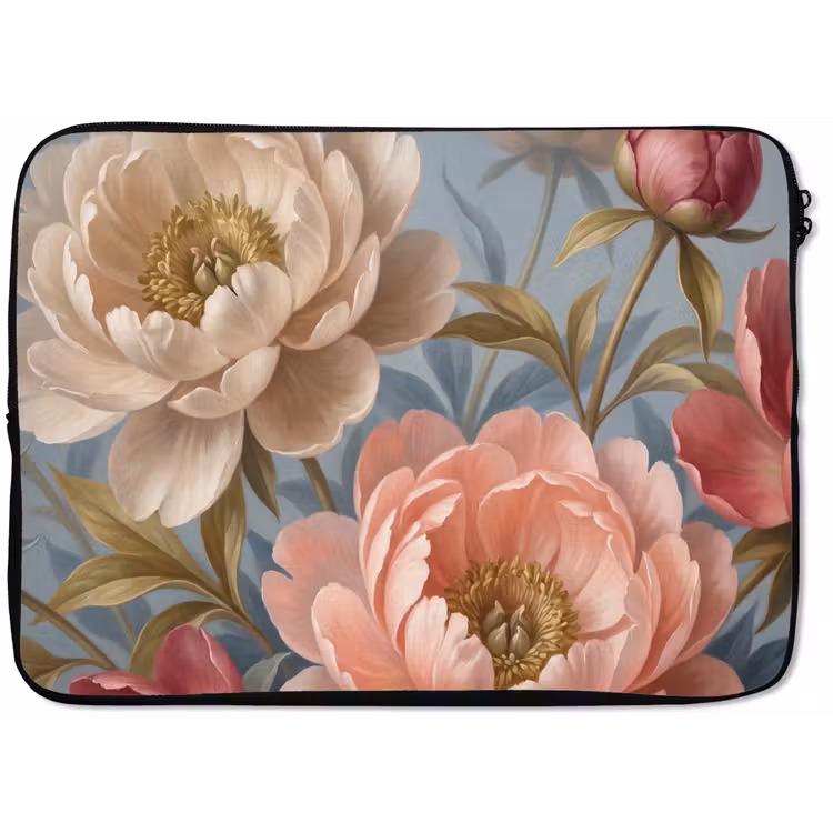 Bloemen - Roze - Beige - Modern - Natuur laptophoes neopreen klein -zkaufland3dotto