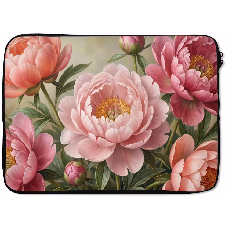 Bloemen - Roze - Klassiek - Gedetailleerd - Natuur laptophoes neopreen klein -zkaufland3dotto