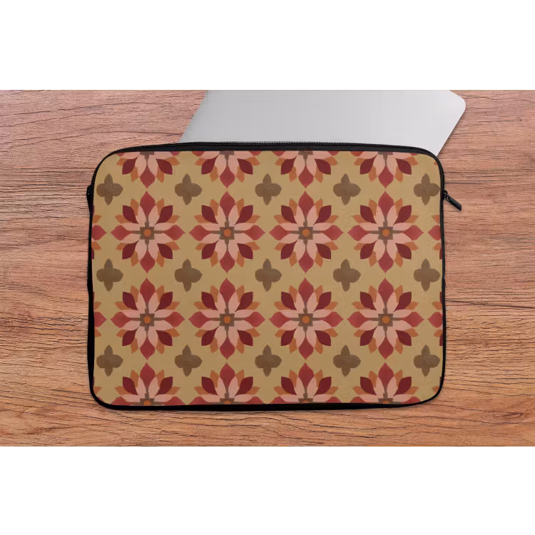 Bloemen - Retro - Groen laptophoes neopreen klein 279 -tafel