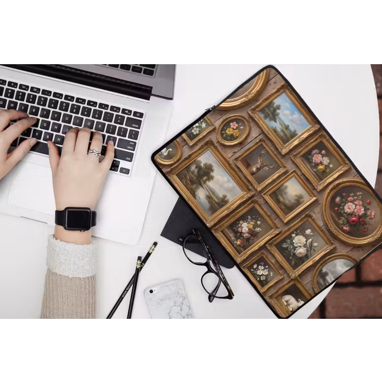 Bloemen - Rozen - Klassiek - Vaas - Kleurrijk laptophoes neopreen klein -bureau