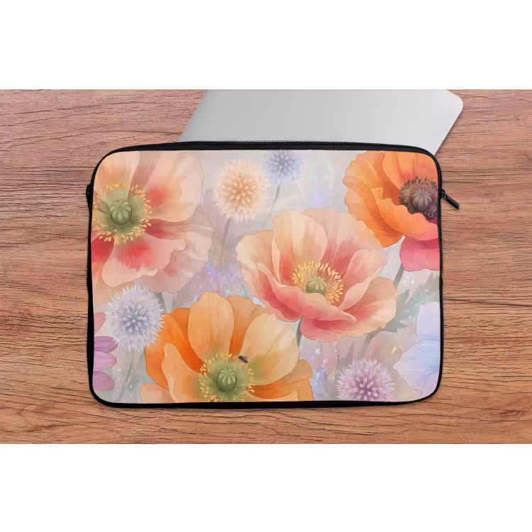 Bloemen - Aquarel - Natuur - Modern - Kleurrijk laptophoes neopreen klein -tafel