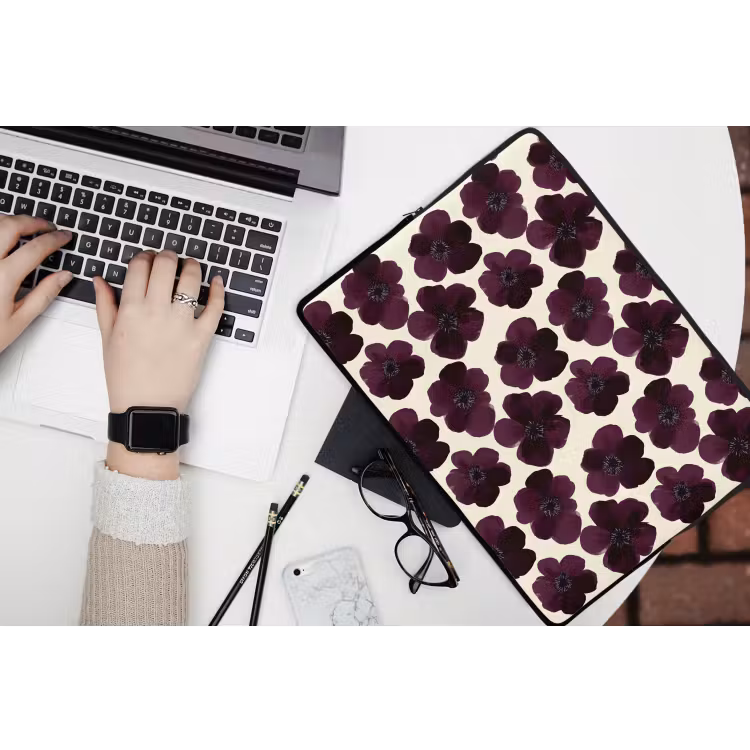 Bloemen - Aquarel - Paars laptophoes neopreen klein 279 -bureau