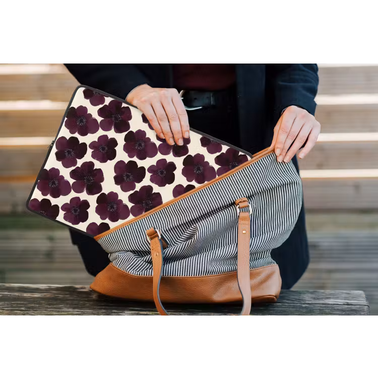 Bloemen - Aquarel - Paars laptophoes neopreen klein 279 -tas