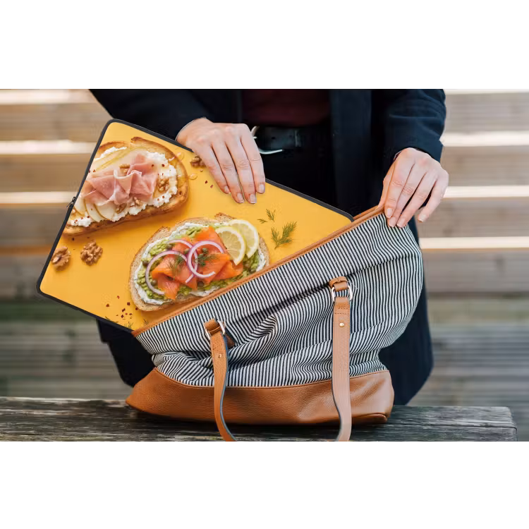 Eten - Brood - Ontbijt - Modern - Kleurrijk laptophoes neopreen klein -tas