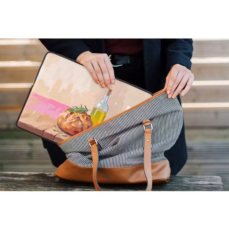 Eten - Brood - Olijfolie - Abstract - Keuken laptophoes neopreen klein -tas