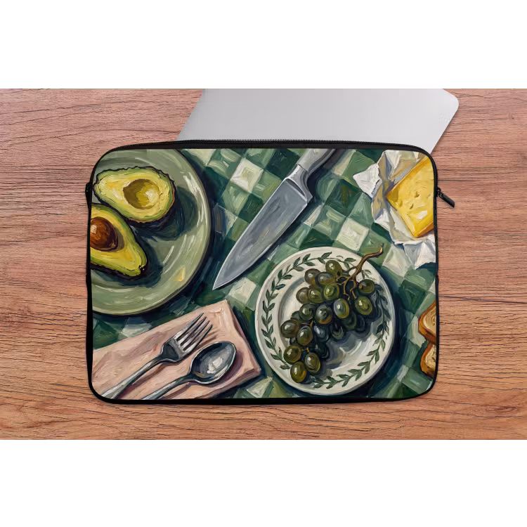 Eten - Ontbijt - Tafel - Modern - Groen laptophoes neopreen klein -tafel