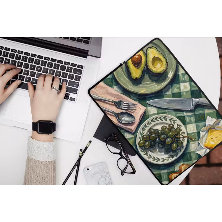 Eten - Ontbijt - Tafel - Modern - Groen laptophoes neopreen klein -bureau