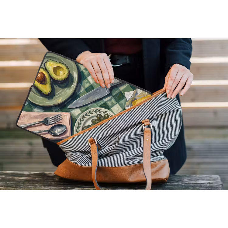 Eten - Ontbijt - Tafel - Modern - Groen laptophoes neopreen klein -tas