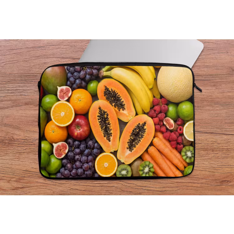 Eten - Fruit - Groenten - Vers - Kleurrijk laptophoes neopreen klein -tafel