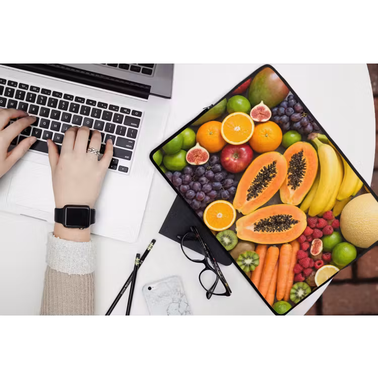 Eten - Fruit - Groenten - Vers - Kleurrijk laptophoes neopreen klein -bureau