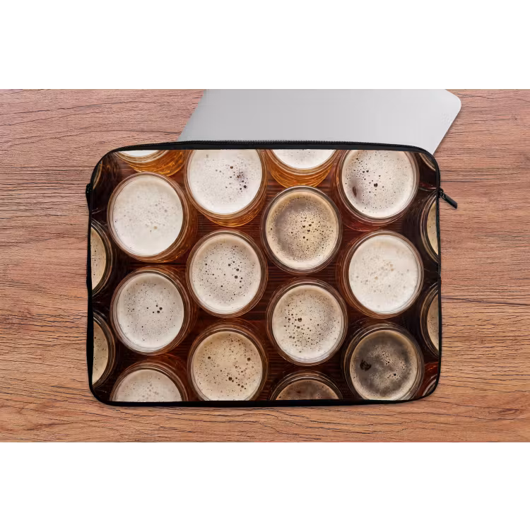 Eten - Glazen - Drank - Patroon - Bruin laptophoes neopreen klein -tafel