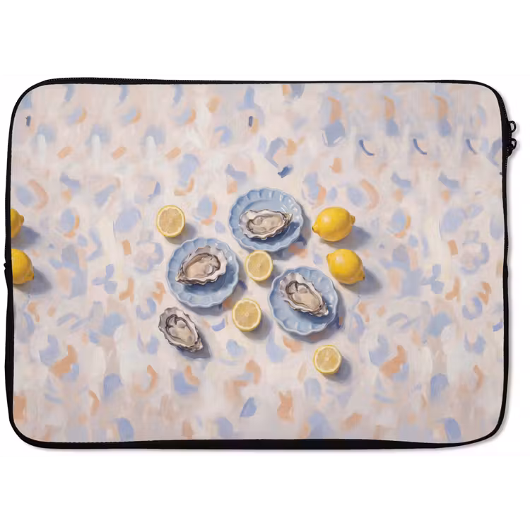 Eten - Oesters - Citroenen - Modern - Geel laptophoes neopreen klein -zkaufland3dotto