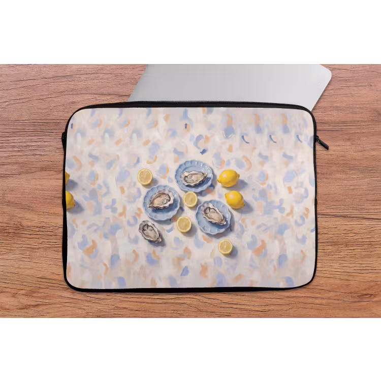 Eten - Oesters - Citroenen - Modern - Geel laptophoes neopreen klein -tafel