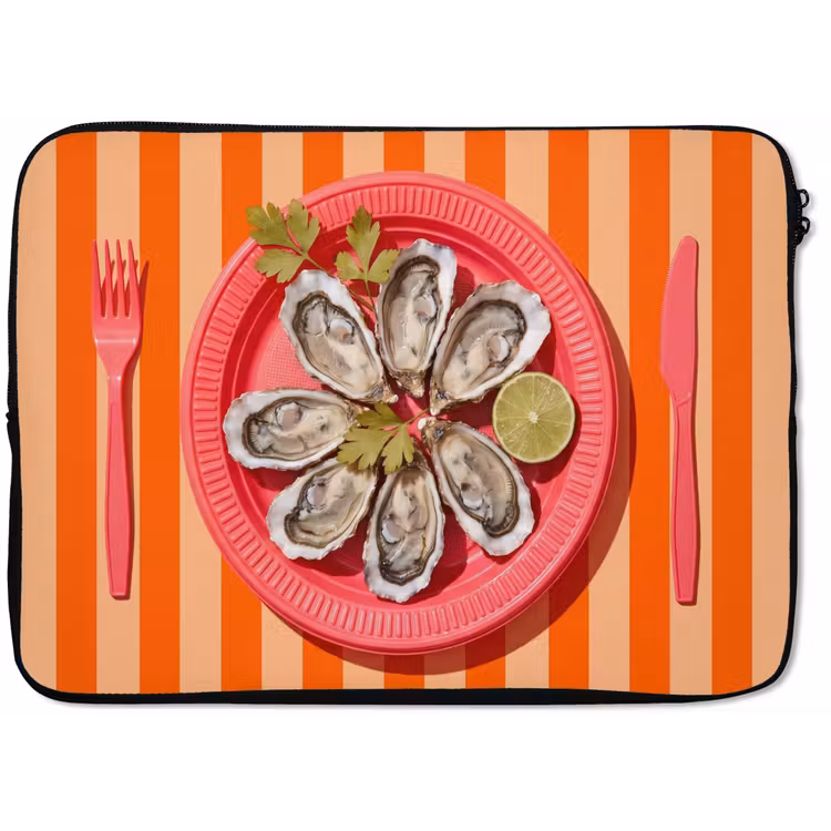 Eten - Oester - Zeevruchten - Oranje - Modern laptophoes neopreen klein -zkaufland3dotto