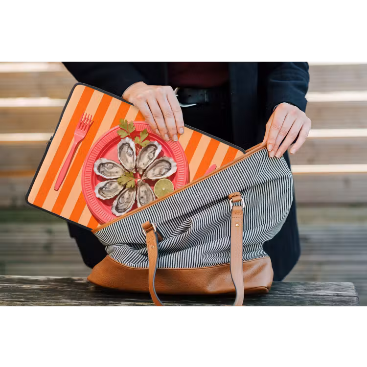 Eten - Oester - Zeevruchten - Oranje - Modern laptophoes neopreen klein -tas