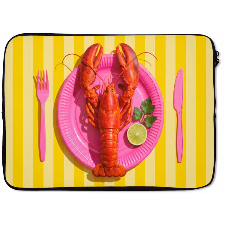 Eten - Roze - Geel - Modern - Culinaire laptophoes neopreen klein -zkaufland3dotto