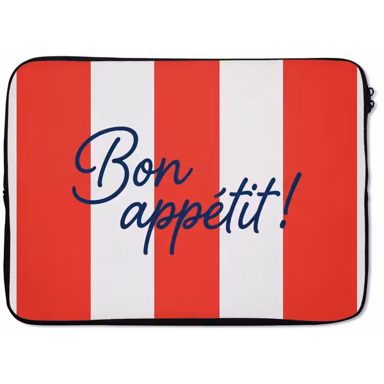 Eten - Spreuk - Keuken - Grafisch - Rood-Wit laptophoes neopreen klein -zkaufland3dotto