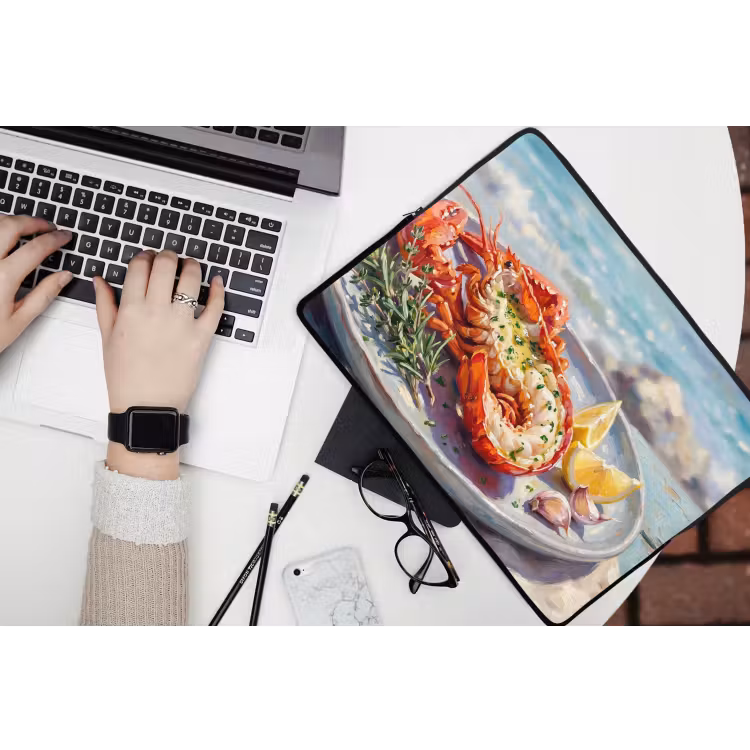 Eten - Zee - Kust - Modern - Blauw laptophoes neopreen klein -bureau
