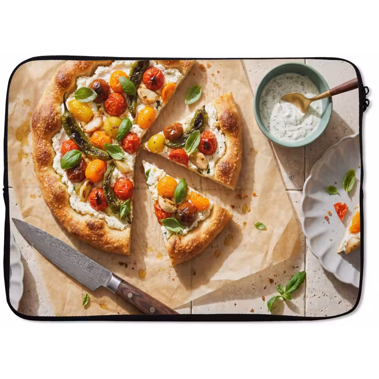 Eten - Tomaten - Basilicum - Maaltijd - Vers laptophoes neopreen klein -zkaufland3dotto
