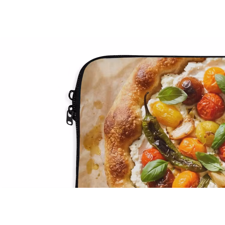 Eten - Tomaten - Basilicum - Maaltijd - Vers laptophoes neopreen klein -detail