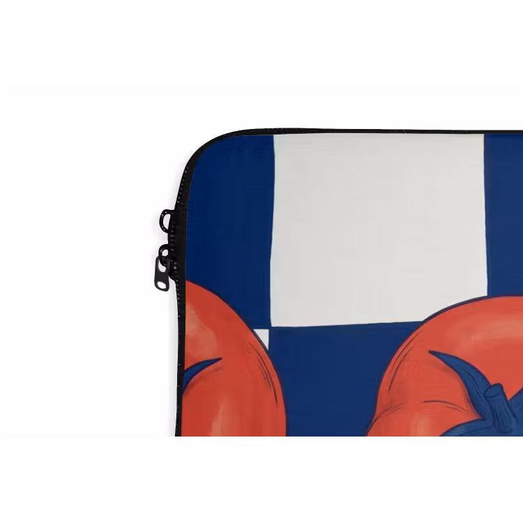 Eten - Tomaten - Keuken - Illustratie - Rood-Blauw laptophoes neopreen klein -detail