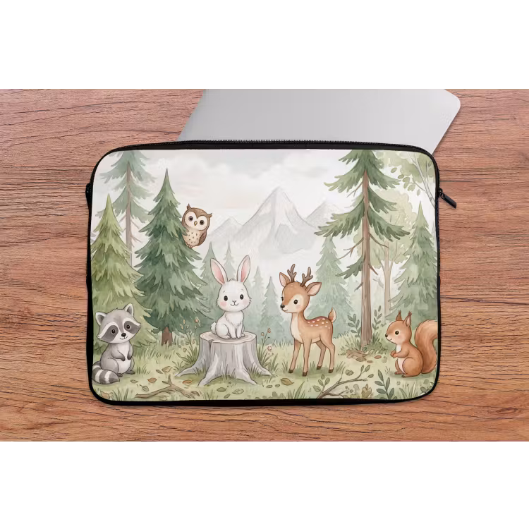 Bos - Dieren - Groen laptophoes neopreen klein -tafel
