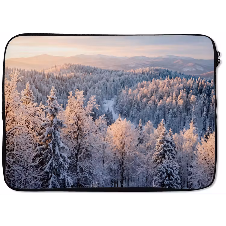 Bos - Bergen - Goud - Winter - Warm laptophoes neopreen klein -zkaufland3dotto
