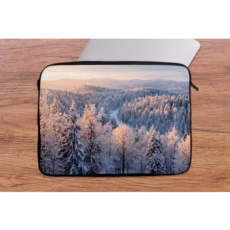Bos - Bergen - Goud - Winter - Warm laptophoes neopreen klein -tafel