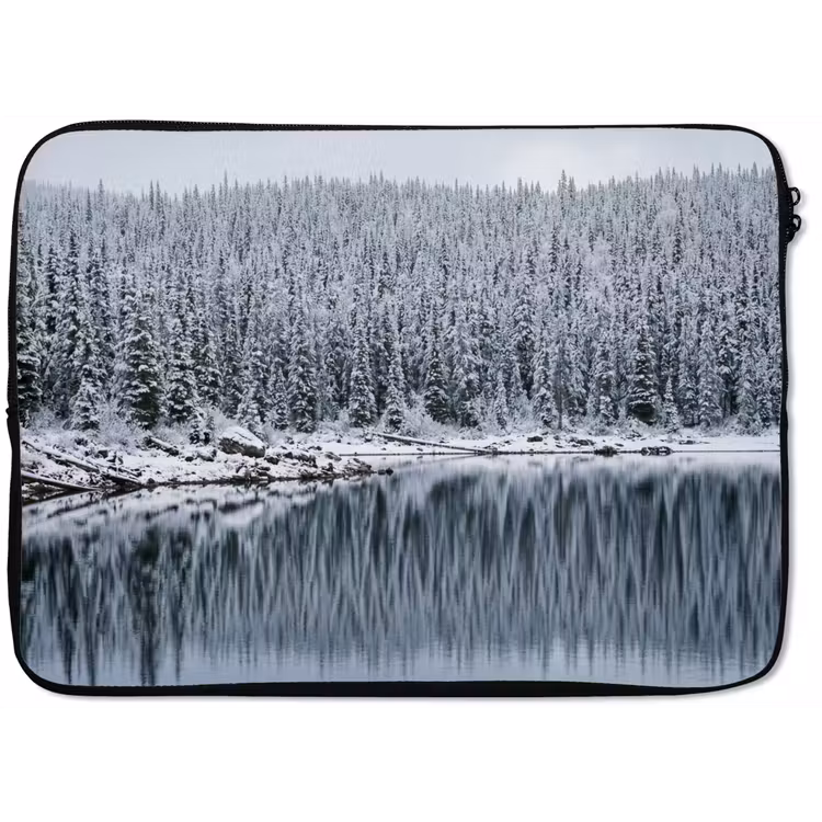 Bos - Reflectie - Meer - Winter - Serene laptophoes neopreen klein -zkaufland3dotto