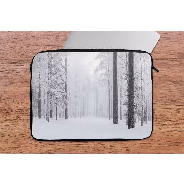Bos - Sneeuw - Pad - Winter - Stilte laptophoes neopreen klein -tafel