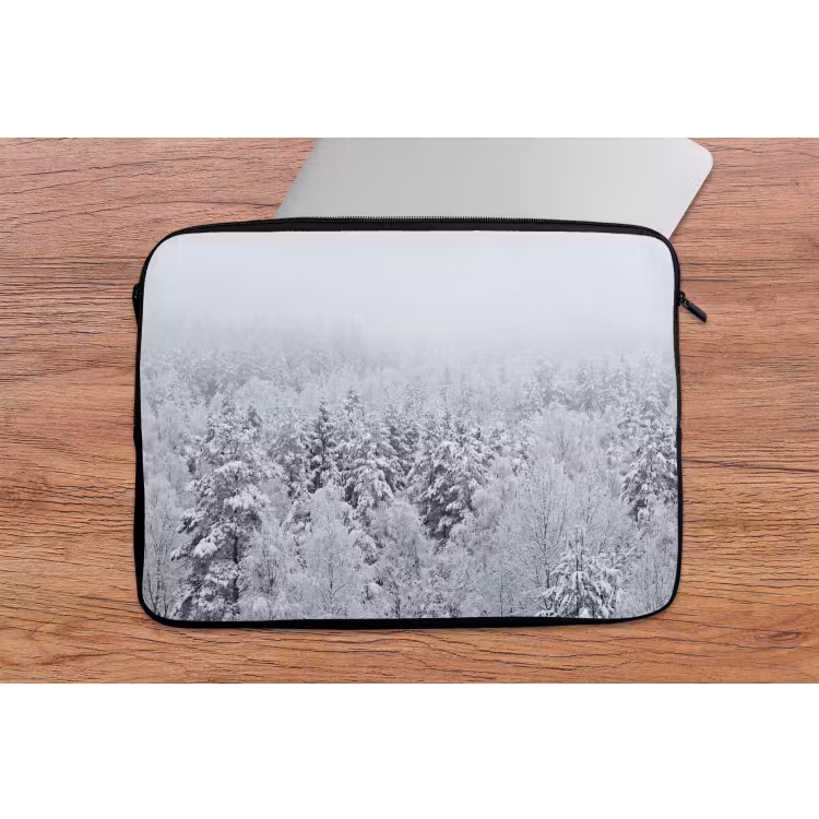 Bos - Sneeuw - Winter - Natuur - Wit laptophoes neopreen klein -tafel