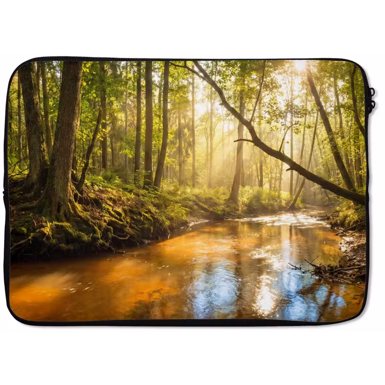 Bos - Beek - Zonlicht - Natuur - Groen laptophoes neopreen klein -zkaufland3dotto