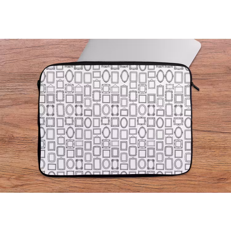 Lijsten - Patroon - Decoratie - Schets - Zwart-wit laptophoes neopreen klein -tafel