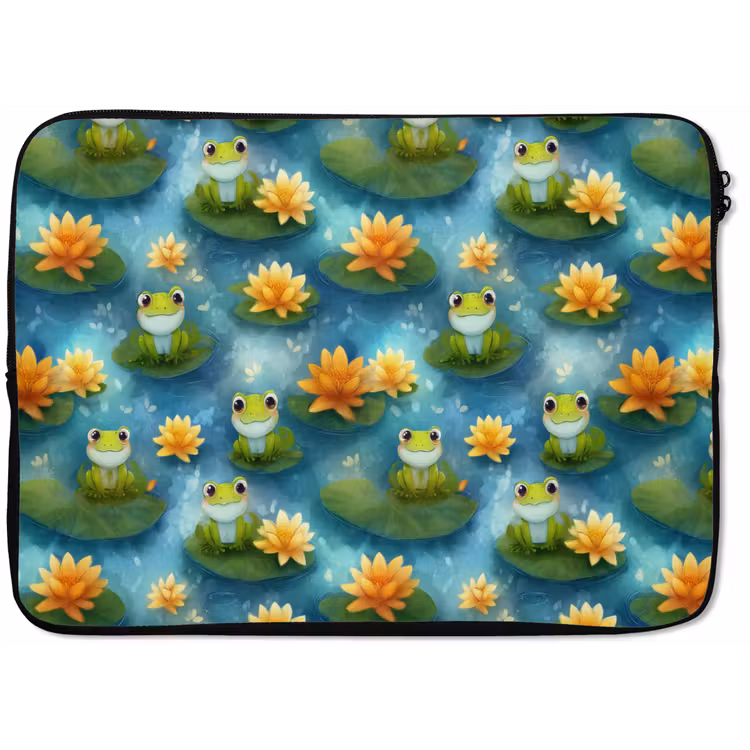 Kikker - Lelies - Groen laptophoes neopreen klein 279 -zkaufland3dotto