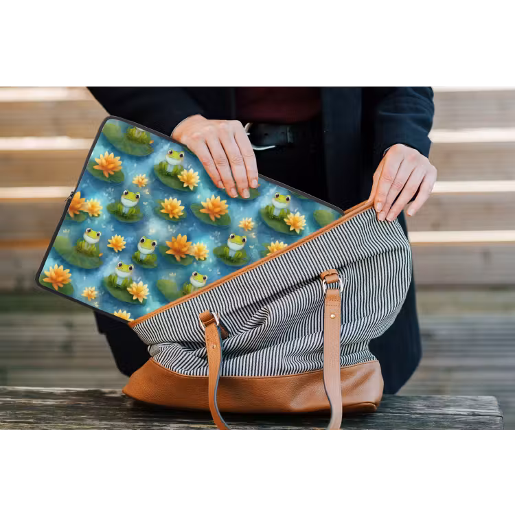 Kikker - Lelies - Groen laptophoes neopreen klein 279 -tas