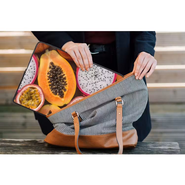 Fruit - Geopend - Tropisch - Eten - Kleurrijk laptophoes neopreen klein -tas