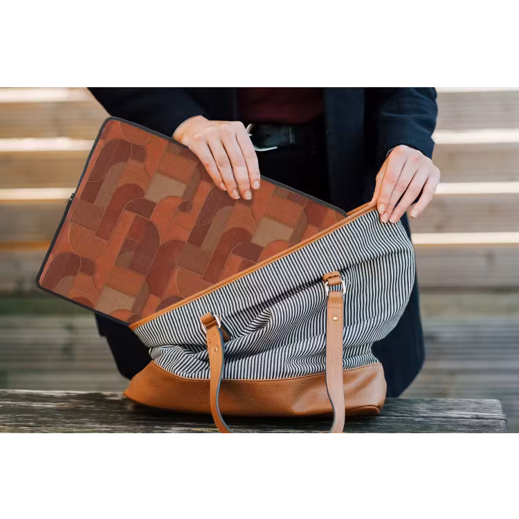Geometrisch - Abstract - Textuur - Bruin laptophoes neopreen klein 279 -tas
