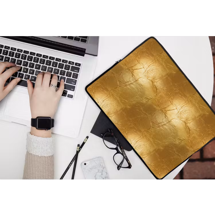 Bladgoud - Vintage - Textuur - Warm Goud laptophoes neopreen klein 279 -bureau
