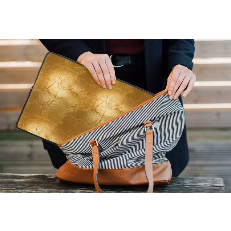 Bladgoud - Vintage - Textuur - Warm Goud laptophoes neopreen klein 279 -tas