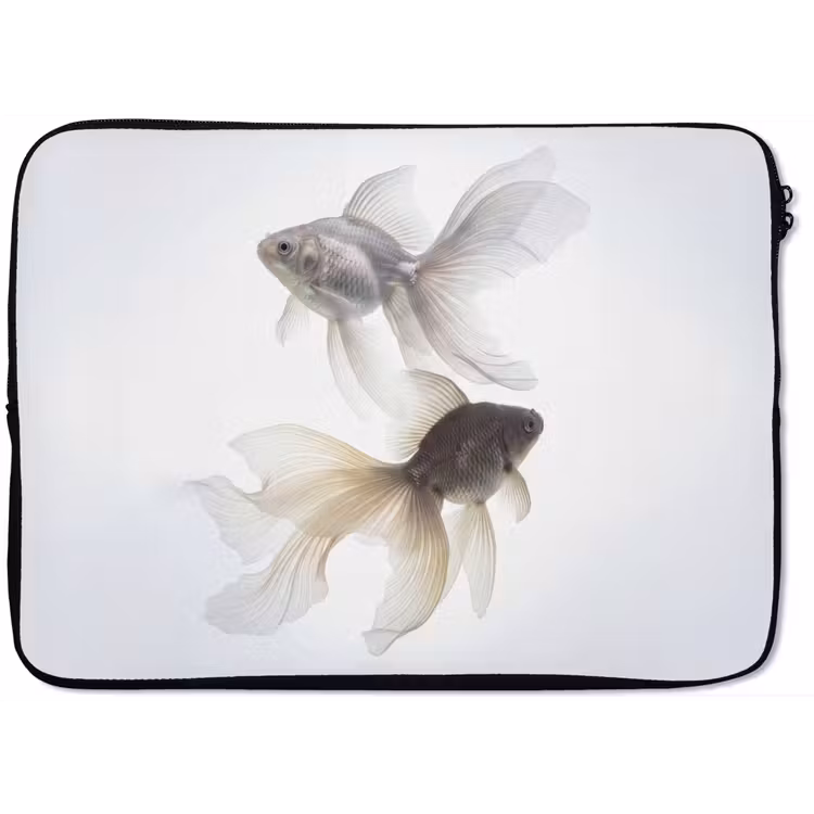 Goudvissen - Modern - Wit laptophoes neopreen klein -zkaufland3dotto