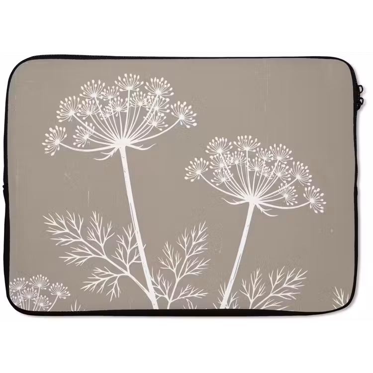 Grafisch - Fluitenkruid - Taupe laptophoes neopreen klein -zkaufland3dotto
