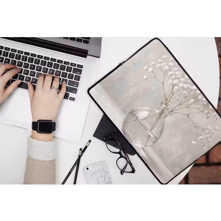 Gipskruid - Vaas - Wit laptophoes neopreen klein -bureau