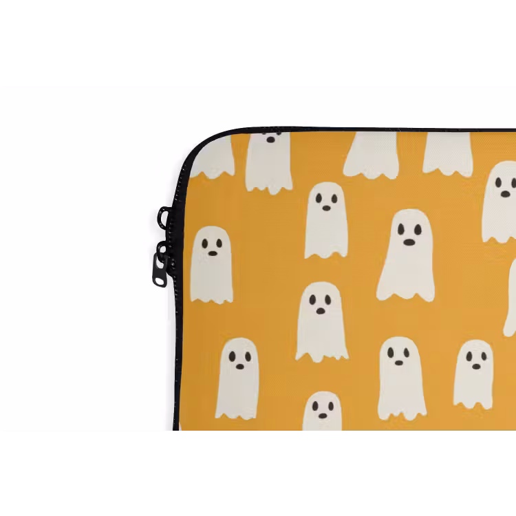 Halloween - Spookjes - Oker laptophoes neopreen klein 279 -detail