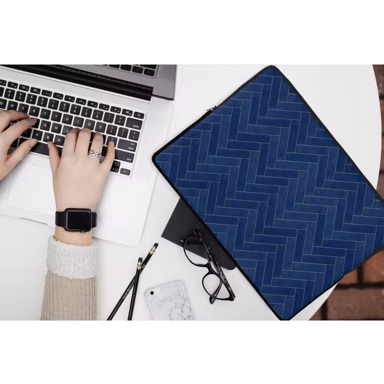 Visgraat - Wandtegel - Donkerblauw - Navy Blue laptophoes neopreen klein 279 -bureau