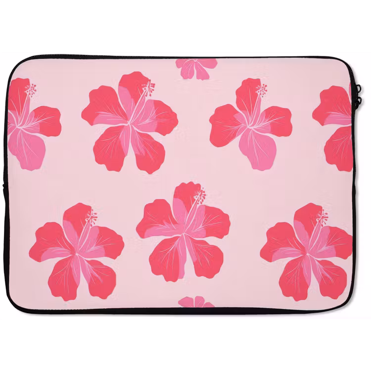 Hibiscus - Bloemen - Roze laptophoes neopreen klein 279 -zkaufland3dotto