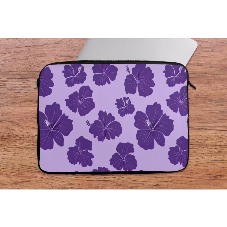 Hibiscus - Bloemen - Paars laptophoes neopreen klein 279 -tafel
