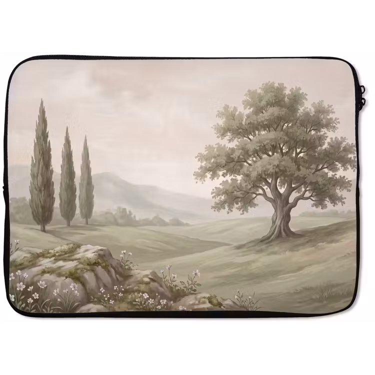Heuvellandschap - Bomen - Natuur - Groen laptophoes neopreen klein -zkaufland3dotto